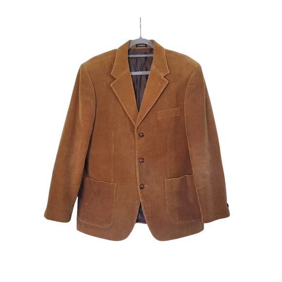 Ferré Italy Vintage Corduroy Chai Brown Academia Patches Blazer, Men's Medium - Picture 1 of 16